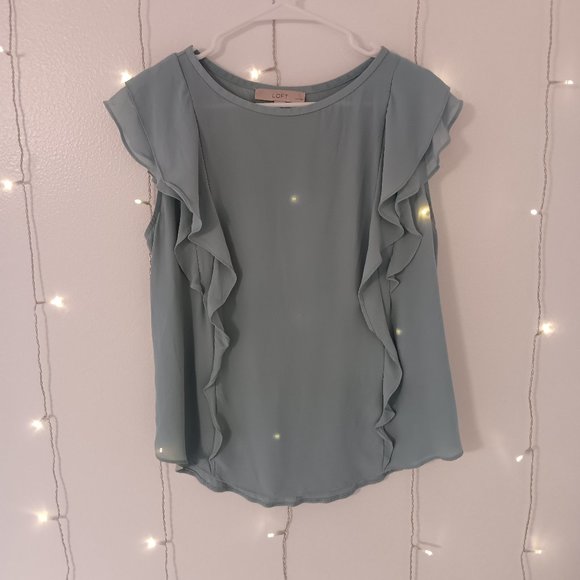 LOFT Tops - BUNDLE AND SAVE Ann Taylor LOFT Size LP Teal Blouse with Ruffle